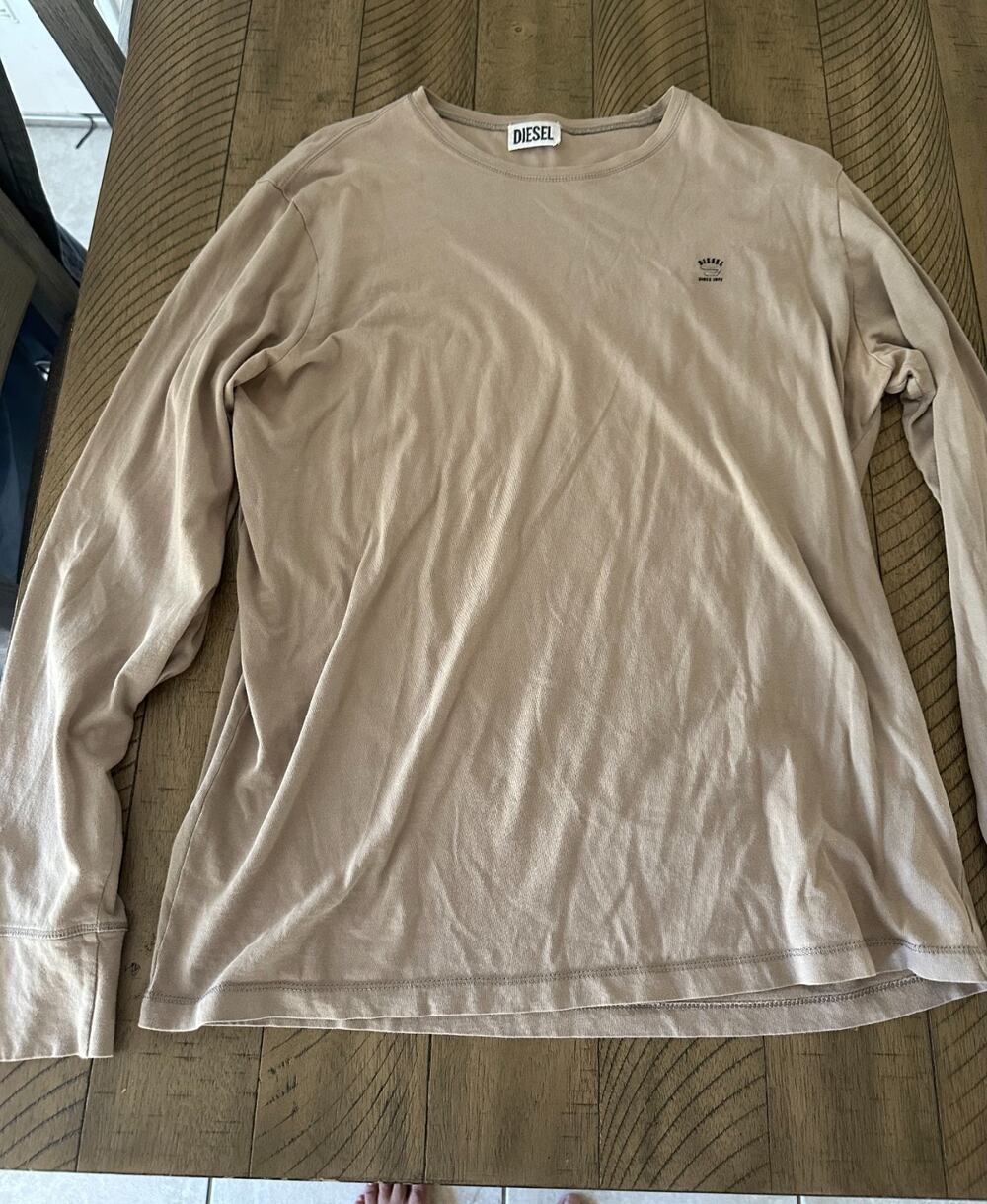 Vintage Diesel "Since 1978" Men's Long-Sleeve T-Shirt Taupe / Beige
